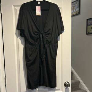 Black Tie-Front Dress